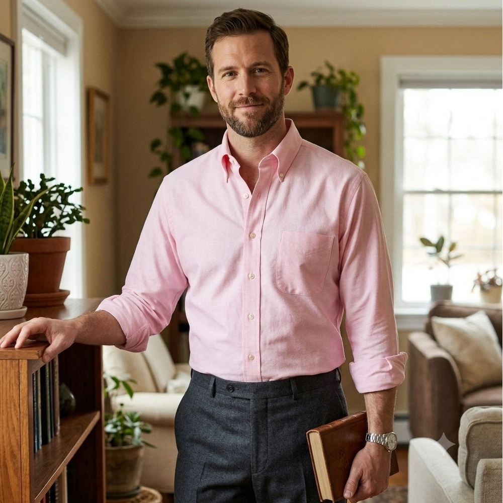 Brooks Brothers Pink Non-Iron Slim Fit Supima Cotton Dress Shirt 17.5-34 Mens